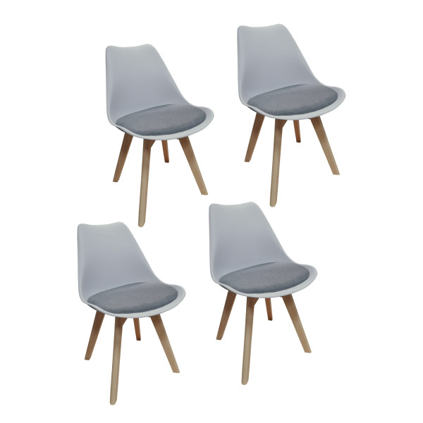Stuhl Atlanta Hellgrau/Webstoff Dunkelgrau 4er Set