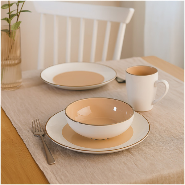 Kombiset 16-tlg. CREME WEISS, WOODEN LIGHT