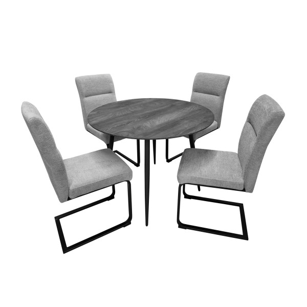 Sitzgruppe Liron 1 Tisch 4 Schwingstühle Grau