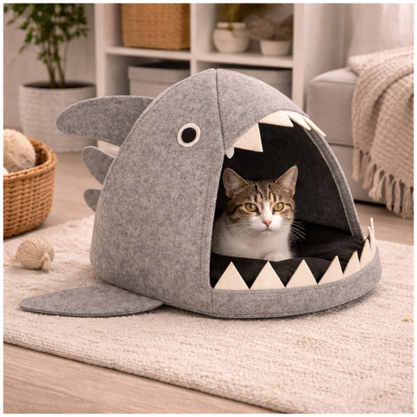 Katzen-Körbchen "Hai", Filz