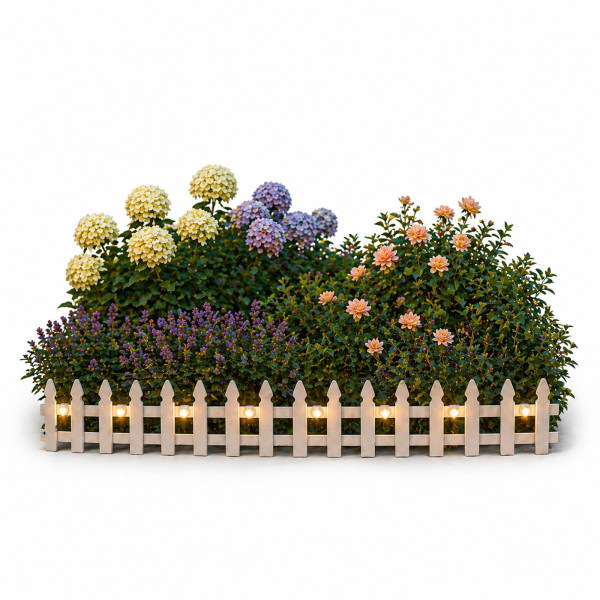 Zierzaun Nessa Solar, Gartenzaun, 8teilig, Weiß