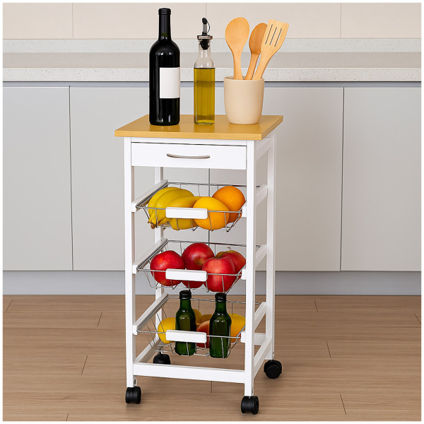 HTI-Living Schublade und 3 Körben Küchenwagen mit Rollen