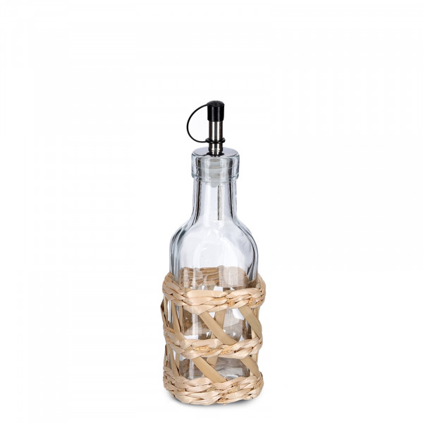 neuetischkultur Glas, Strohgeflecht Essig-/Ölflasche
