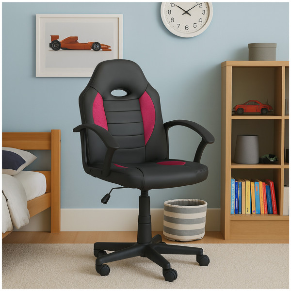 HTI-Living ergonomischer Drehstuhl Anthrazit-Pink Schreibtischstuhl Junior höhenverstellbar