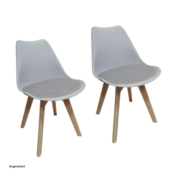 Stuhl Atlanta Hellgrau/PU Antikgrau 2er-Set