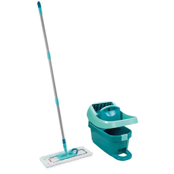 Leifheit Flachwischer 42 cm mit Eimer und Presse Leifheit Bodenwischer Wischtuchpresse Profi XL Set