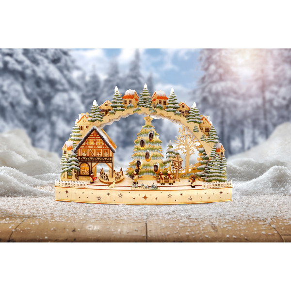 Schwibbogen mit Zapfen Winterdorf