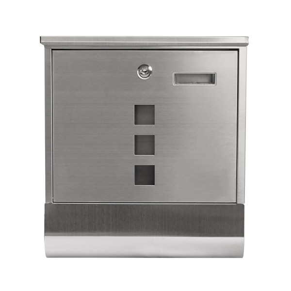 Edelstahlbriefkasten mit Zeitungsrolle Amin Silber