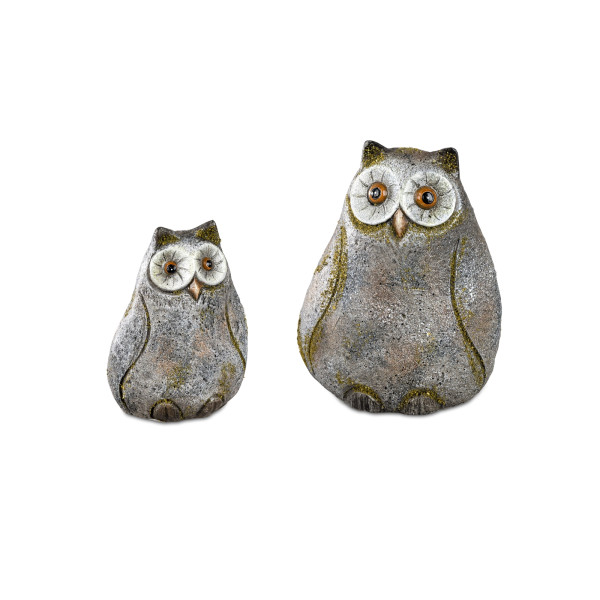 Eule Rustik-Grün 11+15 cm