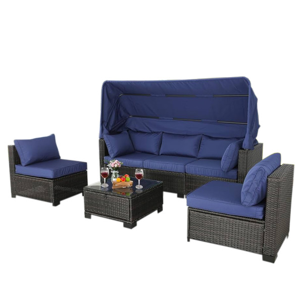 6-teiliges Outdoorsofa Eleni blau