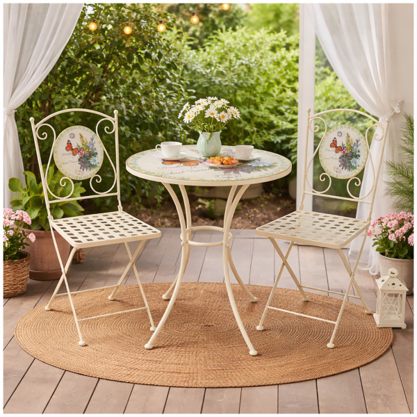 Gartentisch und 2 Stühle Celia Schmetterling