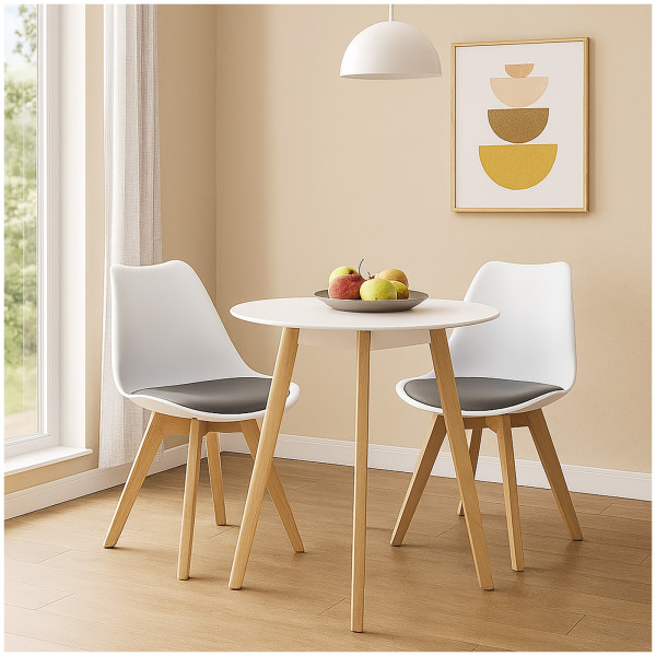 HTI-Living Atlanta Weiß/Hellgrau Esszimmerstuhl Samt 2er Set