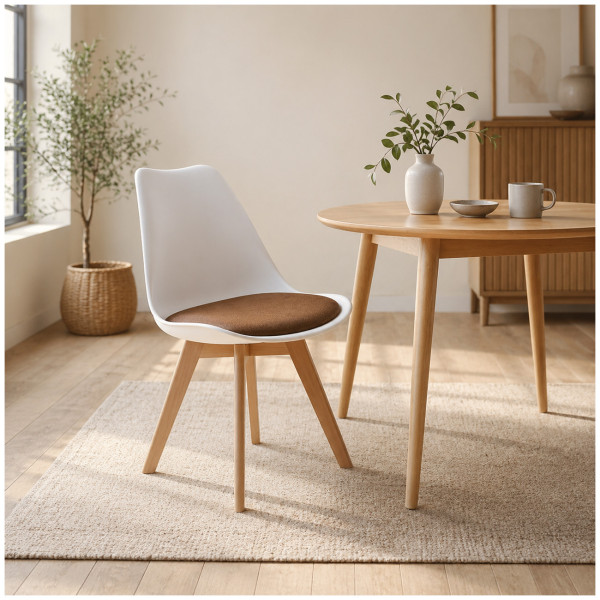 Stuhl Atlanta Weiß/Webstoff Braun