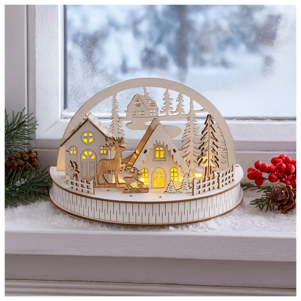 Weihnachtsdeko Winterdorf und Rehe Weiß