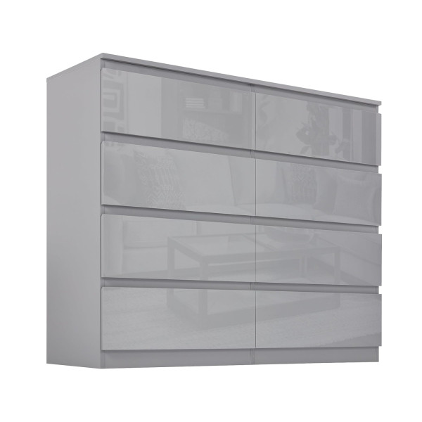 HTI-Living Hochglanz Grau Sideboard Kenji 8 Schubladen