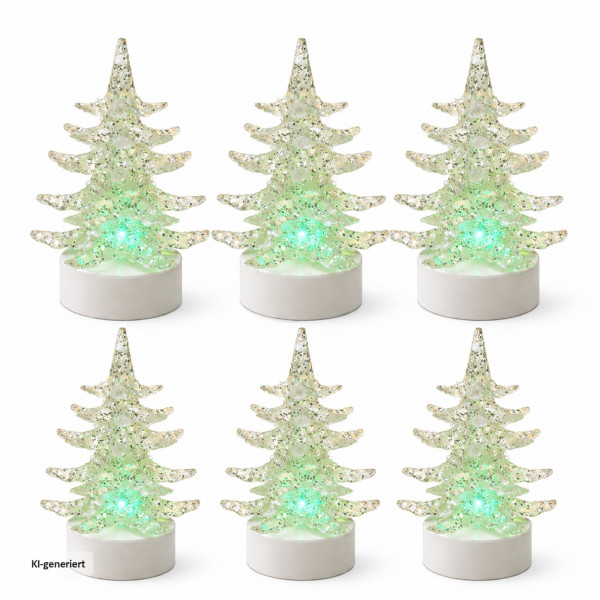 leuchtender Weihnachtsbaum 6,5 x 10 cm 6er Set