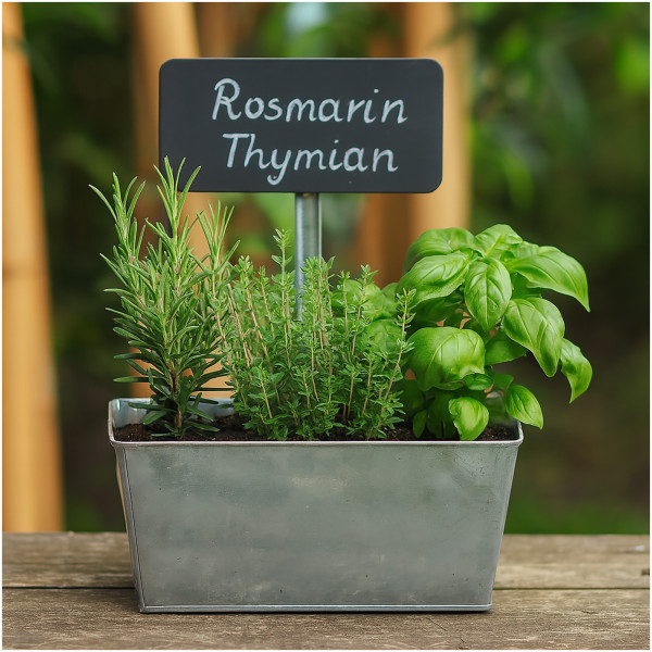 HTI-Living mit Schieferschild Pflanzschale Zink