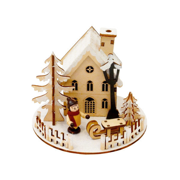 Weihnachtsdeko Schlittenjunge