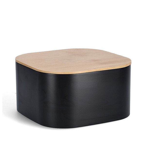 Brotkasten m. Bambusdeckel, Metall