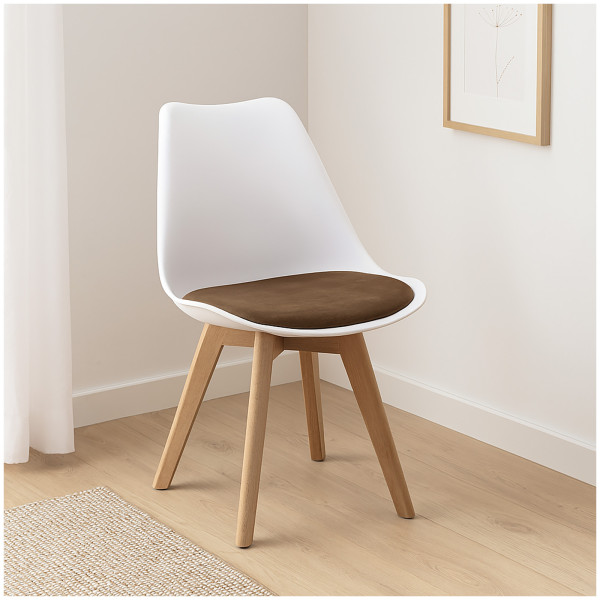 Stuhl Atlanta Weiß/Velvet Braun