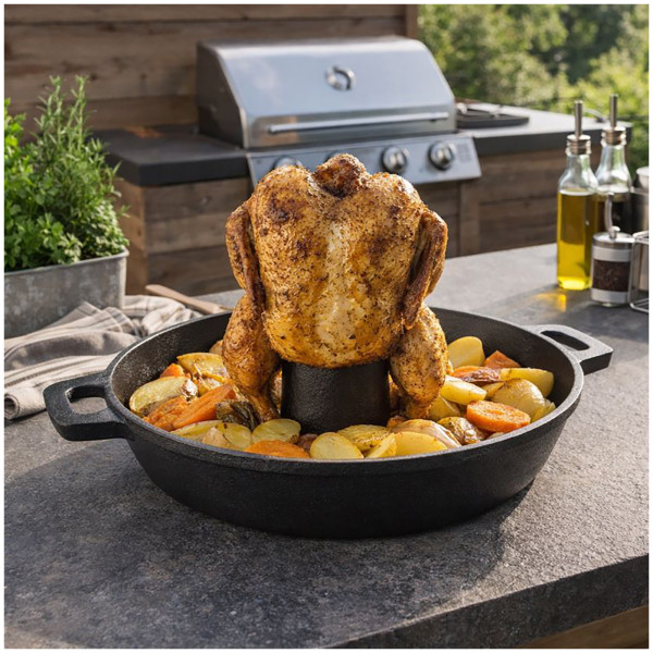 Hühnchenbräter aus Gusseisen