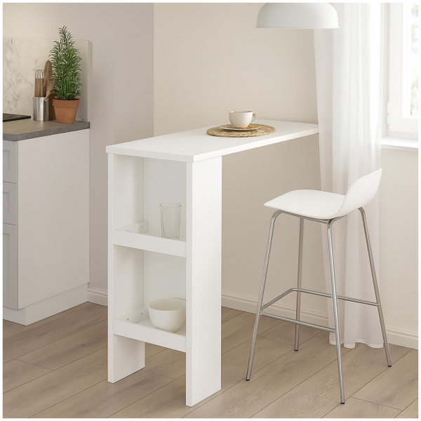 HTI-Living moderner Küchentisch in Weiß Bartisch mit Stauraum