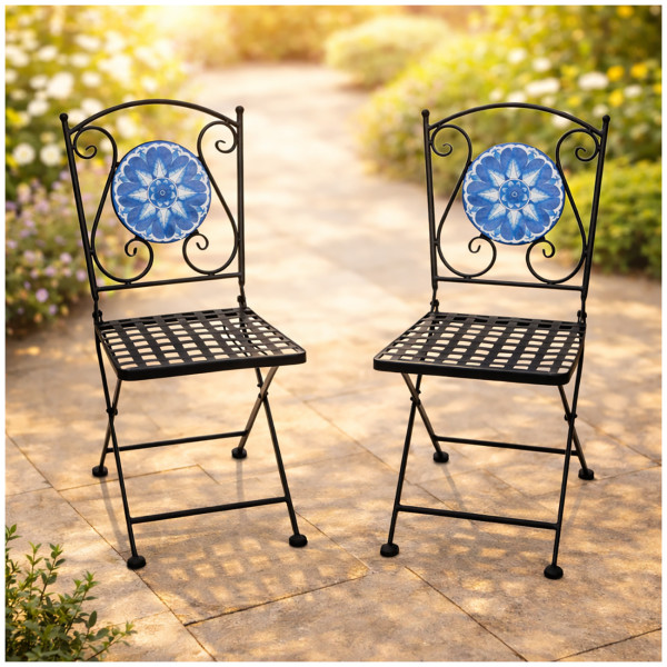 Gartenstuhl Marocco blau 2er Set