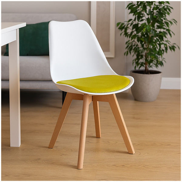 HTI-Living Atlanta Weiß/Gelb Esszimmerstuhl Samt