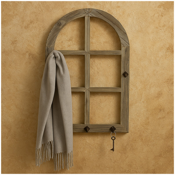 HTI-Line im Fensterdesign mit Haken Rustikale Wandgarderobe