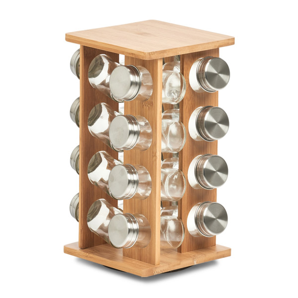 Gewürzrondell m. 16 Gläsern, Bambus/Edelstahl/Gla