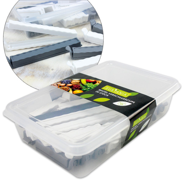 Beutelverschluss Clips, 20 St. in Dose farb.sort.