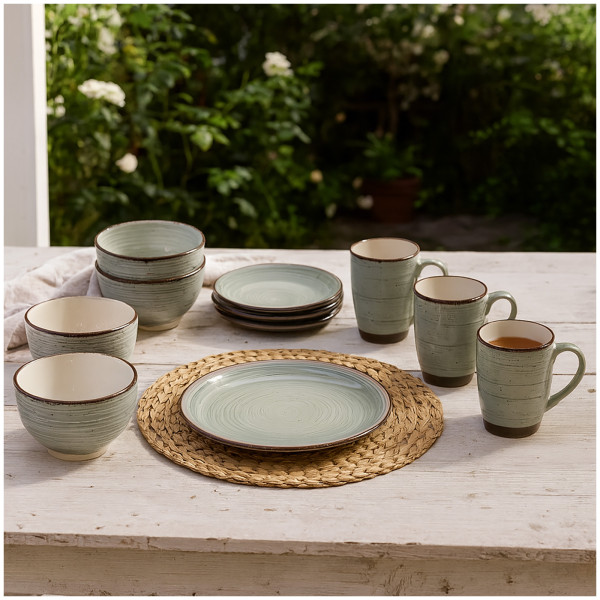 Geschirrset 16-teilig Antonia grün Keramik