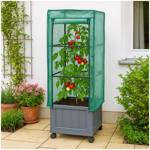 Pflanzkübel Nessa M, mit Rankhilfe, Abdeckung und