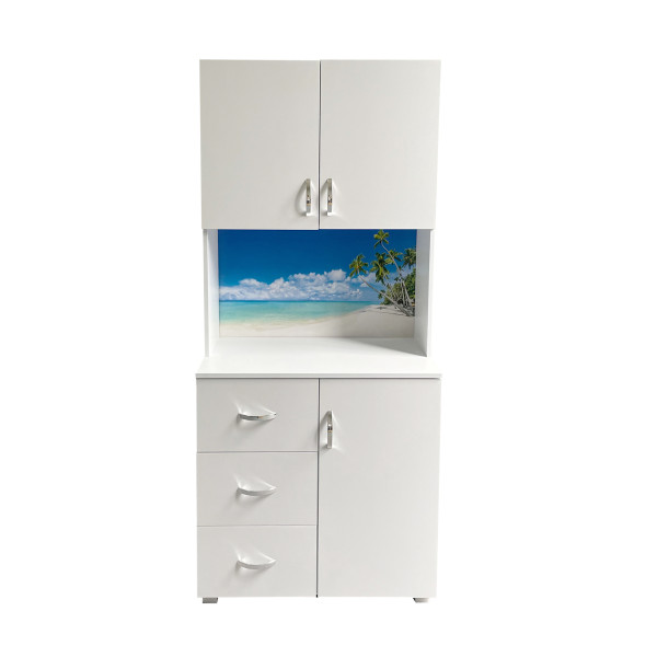 Schrank Blanca Wellness Palmen weiß, Motiv