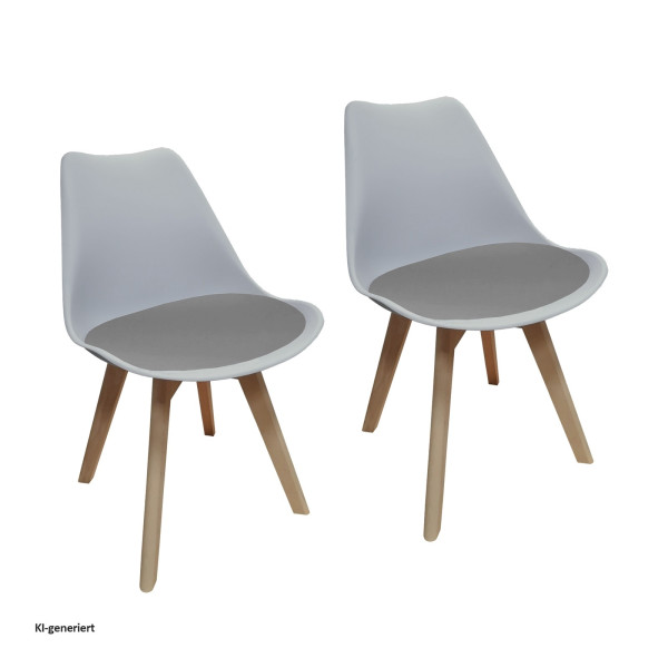 Stuhl Atlanta Hellgrau/Velvet Dunkelgrau 2er Set