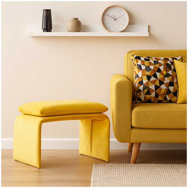 HTI-Living Vance Gelb Polsterhocker B/H/T 61 x 34,5 x 40 cm