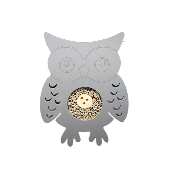 Insektenhotel Eule Mina silber, natur