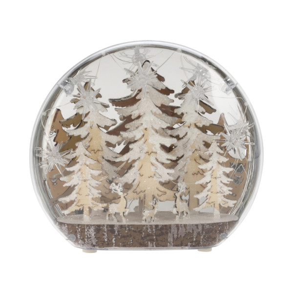 KUPPEL MIT HOLZD UND LED 22CM Wald