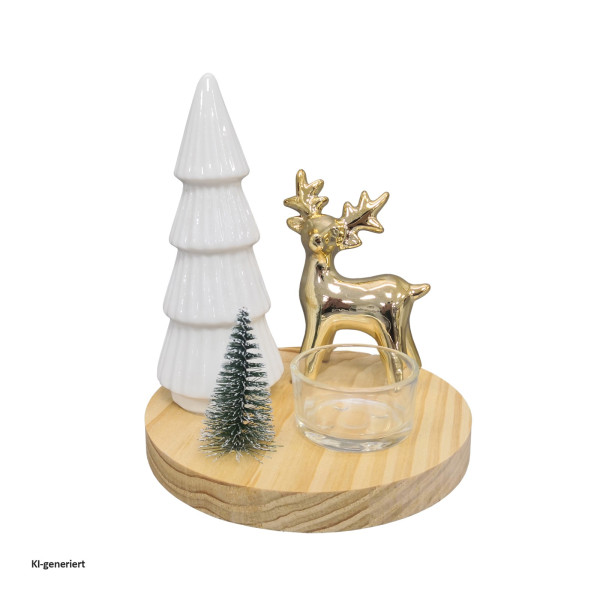 Teelichthalter Baum mit Reh