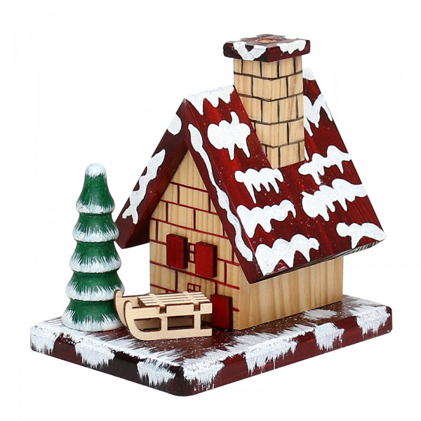 Sigro mit Schlitten und Schnee Holz Räucherhaus