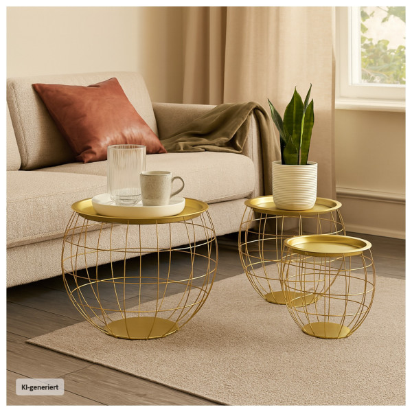 Tisch Set bauchig, gold, 3er Set