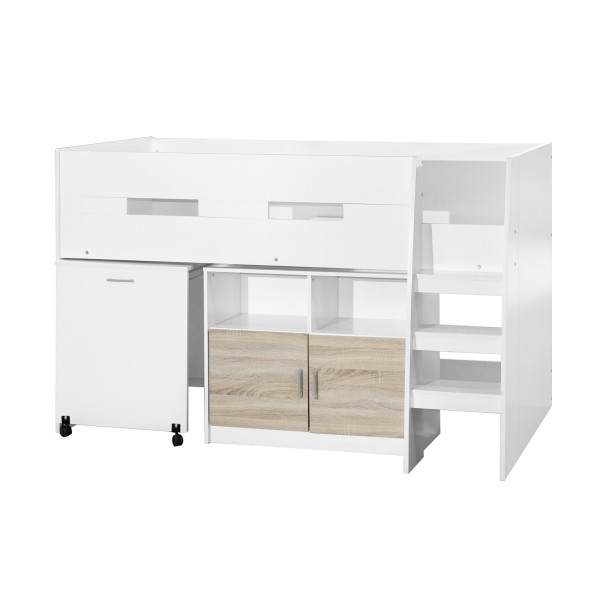 Hochbett Luisa Sonoma / Weiss MDF