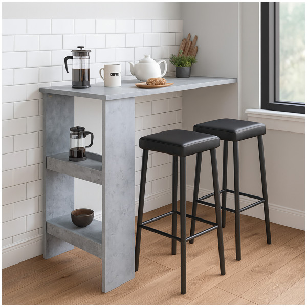 HTI-Living modern mit Ablagefächern in Beton Bartisch mit Stauraum