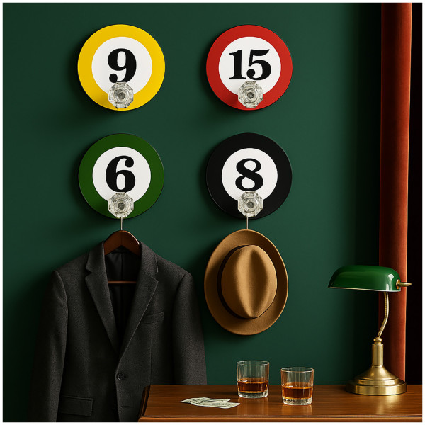 HTI-Line im Billardkugel Design Wandhaken 4er Set Dekohaken