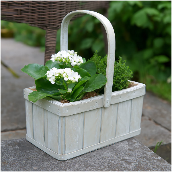 Pflanzkorb, Holzspan, weiss