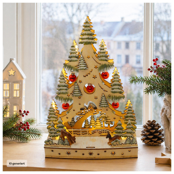 Weihnachtsdeko Weihnachtsbaum mit Weihnachtskugeln & Rentieren