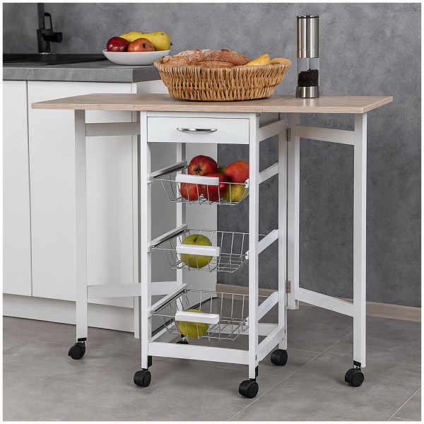 HTI-Living Skandi Küchenbar auf Rollen ausklappbar