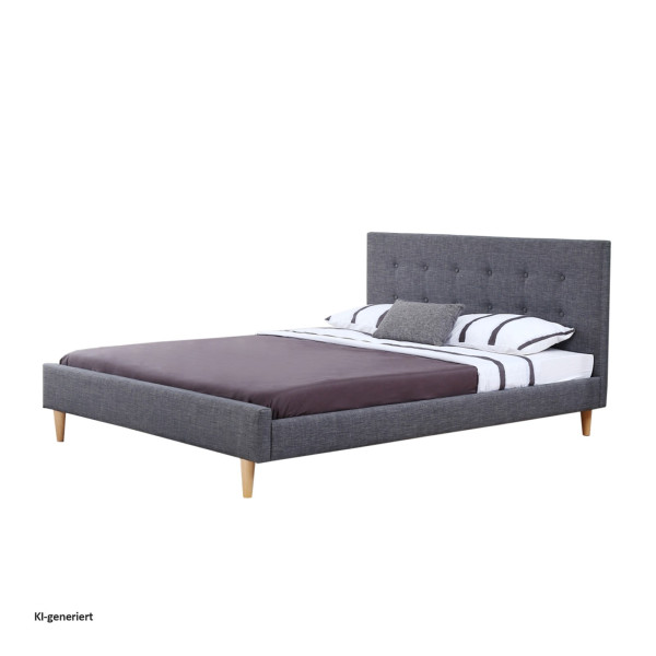 Bett 180 Linn Dunkelgrau Polyester