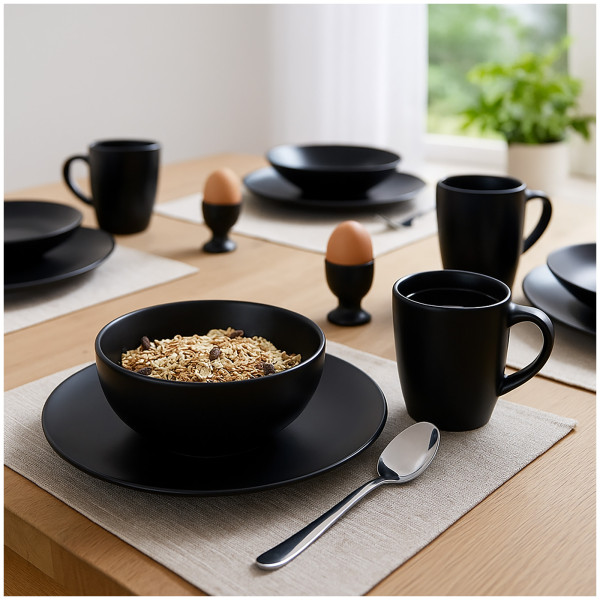 Geschirrset 20-teilig Antonia schwarz Keramik