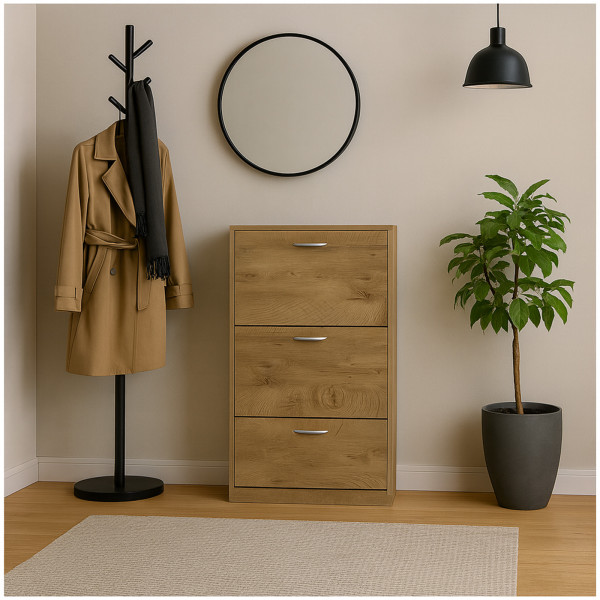 HTI-Living schmaler Schuhschrank für kleine Flure Schuhkipper mit drei Kippfächern